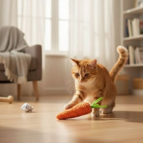 jeu pour chat carotte avec chat salon