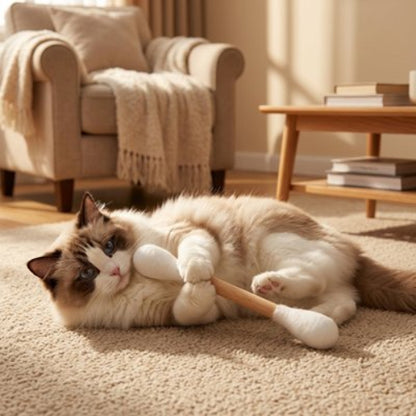 jeu pour chat coton tige blanc chat attrapant