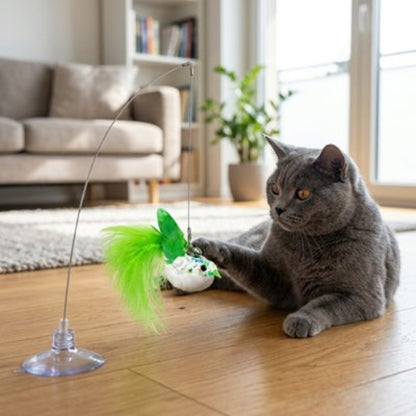 jeu pour chat oiseau vert chat jouant
