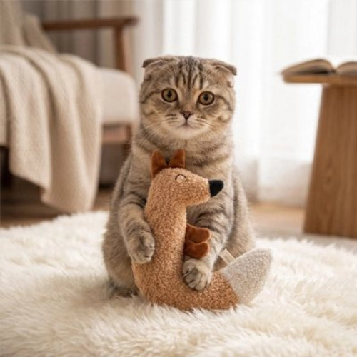 jeu pour chat peluche ludique renard avec chat 