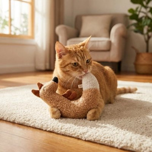 jeu pour chat peluche ludique renard chat mordant