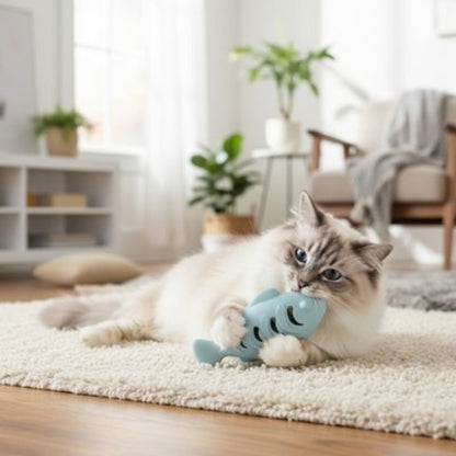 jeu pour chat poisson bleu chat allonge salon