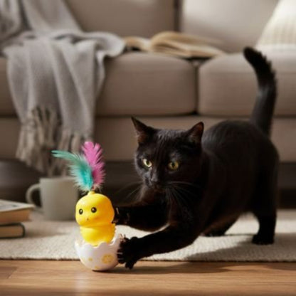 jeu pour chat poussin chat attrapant salon