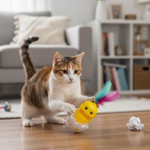 jeu pour chat poussin chat jouant salon