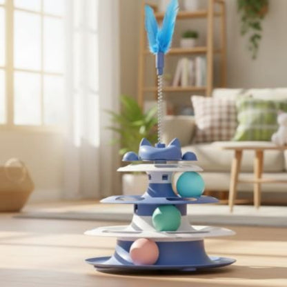 jeu pour chat tour interactive bleu salon