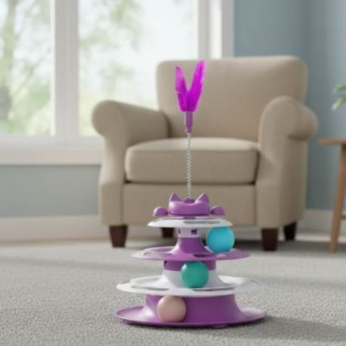 jeu pour chat tour interactive violet salon