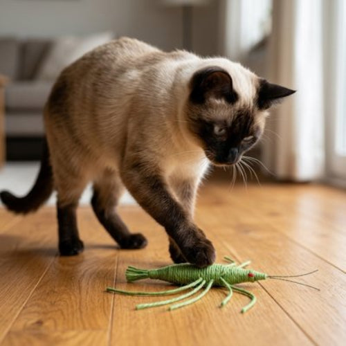 jeux pour chat crevette verte chat jouant salon