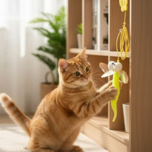 jeux pour chat elastique extensible libellule chat jouant salon
