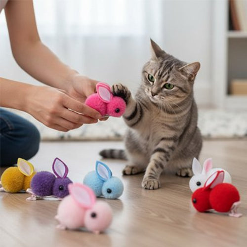 jeux pour chat lapins multicolores chat assis