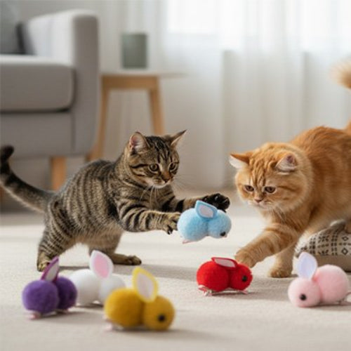 jeux pour chat lapins multicolores chats jouant salon