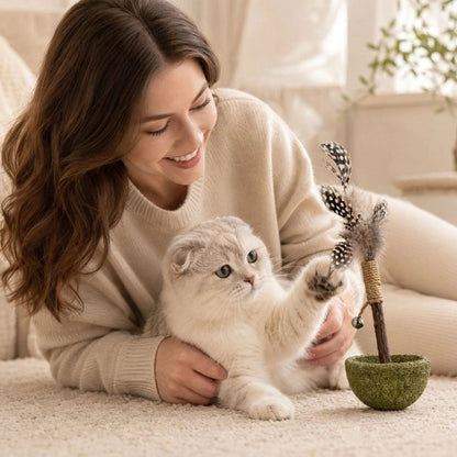 jeux pour chat plante miniature plumes noir maitresse