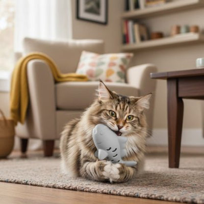 jeux pour chat poisson gris chat allonge salon