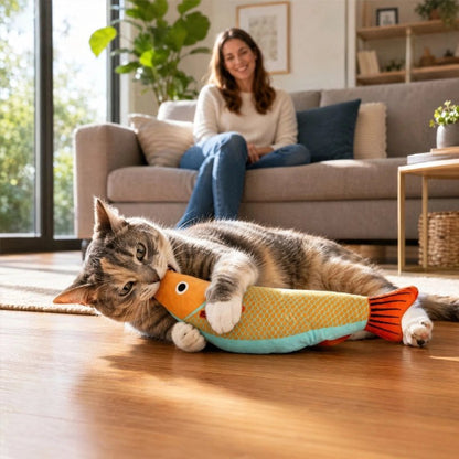 jeux pour chat poisson jaune chat jouant maitresse