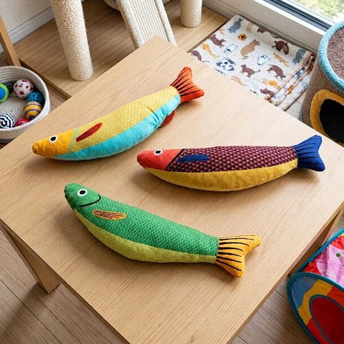 jeux pour chat poisson jaune orange vert