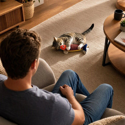 jeux pour chat poisson orange maitre avec chat