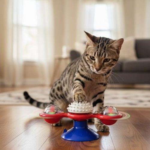 jeux pour chat rotatif bleu chat jouant salon