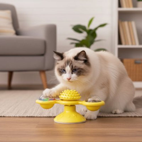 jeux pour chat rotatif jaune chat jouant salon