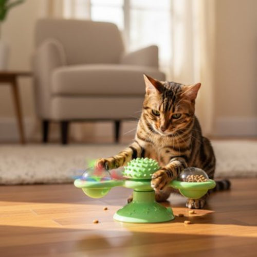 jeux pour chat rotatif vert salon chat jouant