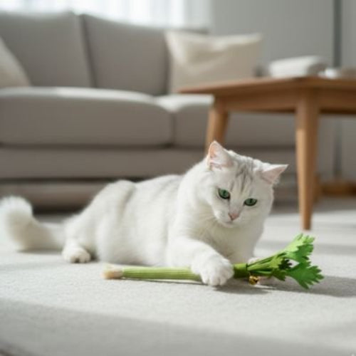 jeux pour chat tige celeri chat allonge salon