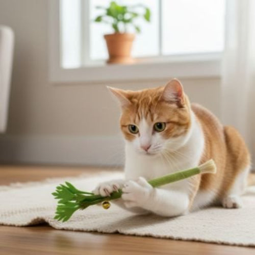 jeux pour chat tige celeri chat allonge