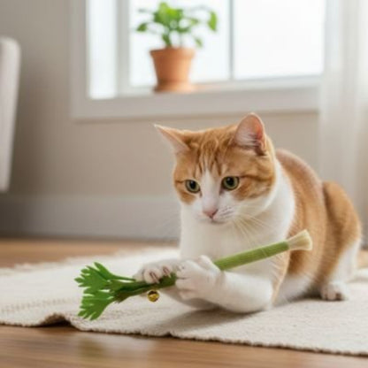 jeux pour chat tige celeri chat allonge