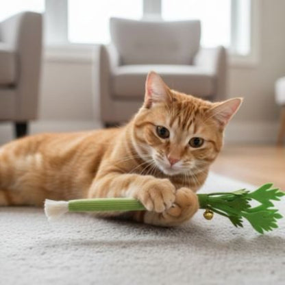 jeux pour chat tige celeri chat jouant salon