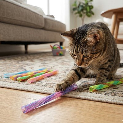 jeux pour chat tubes multicolores chat jouant salon