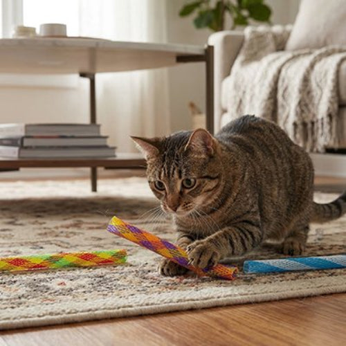 jeux pour chat tubes multicolores chat jouant