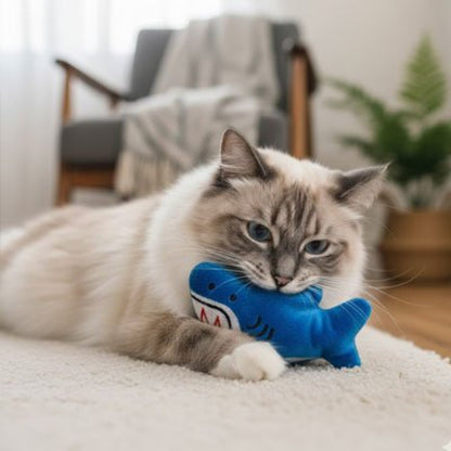 jouet chat animal en peluche requin chat jouant
