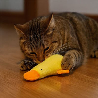 jouet chat canard jaune chat allonge