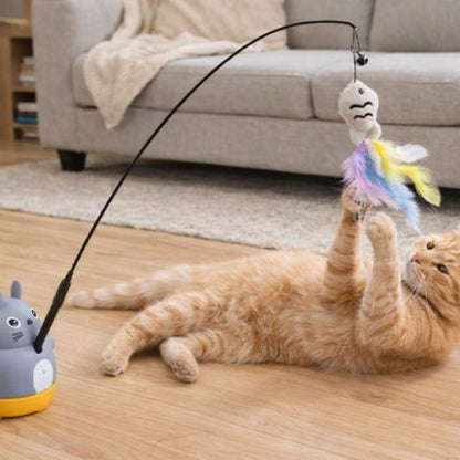 jouet chat canne a peche rotatif chat allonge salon