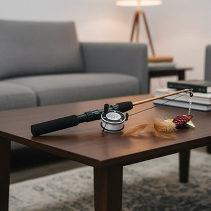 jouet chat canne a peche telescopique table salon