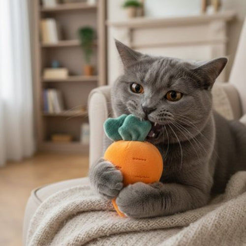 jouet chat carotte orange chat mordant