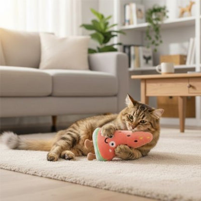 jouet chat design amusant pasteque chat allonge salon