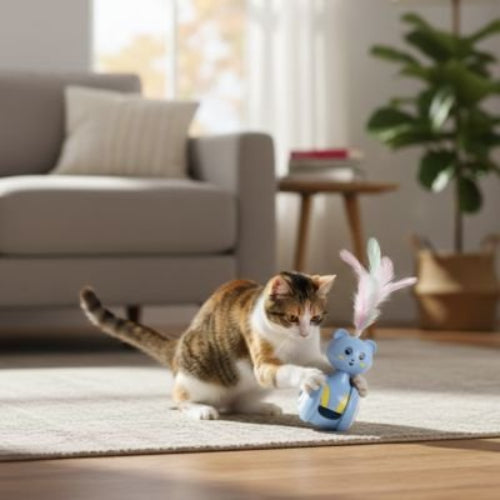 jouet chat design interactif avec plume chat jouant salon