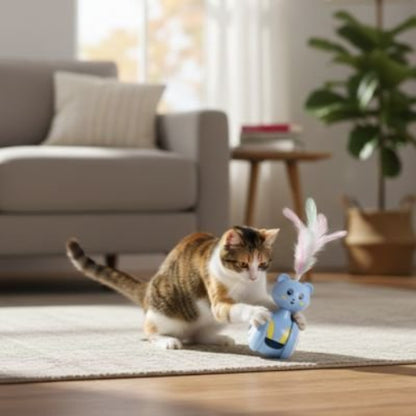 jouet chat design interactif avec plume chat jouant salon