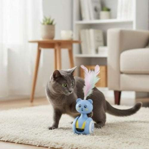 jouet chat design interactif avec plume chat jouant