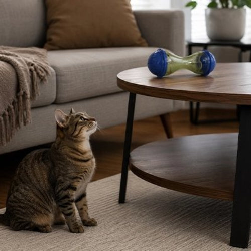 jouet chat distributeur ludique chat assis salon