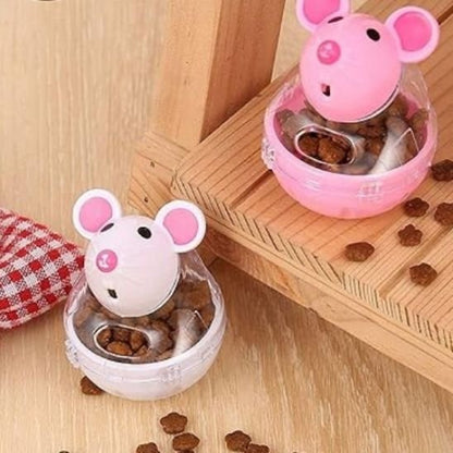 jouet chat distributeur ludique souris blanche rose