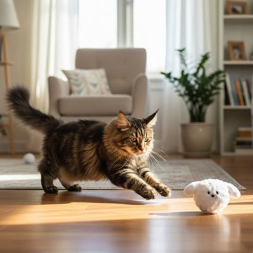 jouet chat interactif balle ourson blanc chat allonge salon