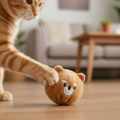 jouet chat interactif balle ourson marron
