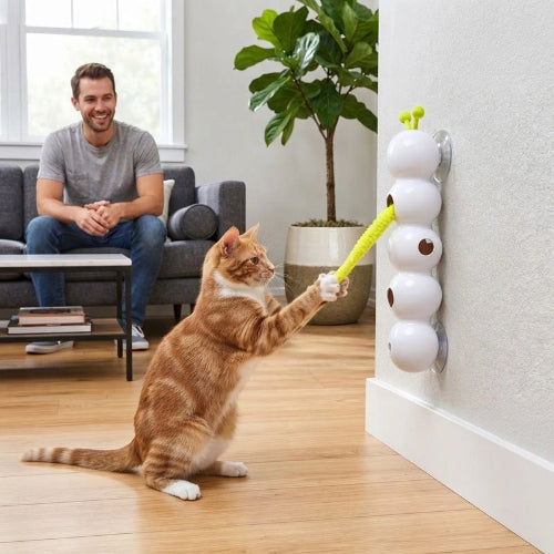 jouet chat interactif chenille maitre avec chat jouant