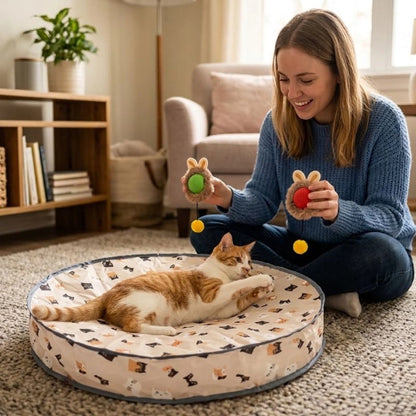 jouet chat interactif circulaire maitresse chat jouant