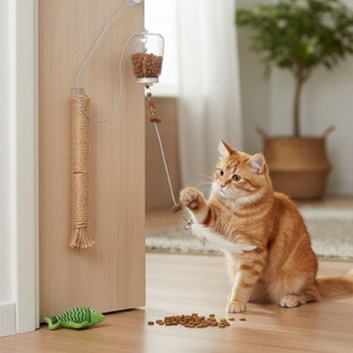 jouet chat interactif distributeur transparent avec plumes chat jouant