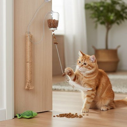 jouet chat interactif distributeur transparent avec plumes chat jouant
