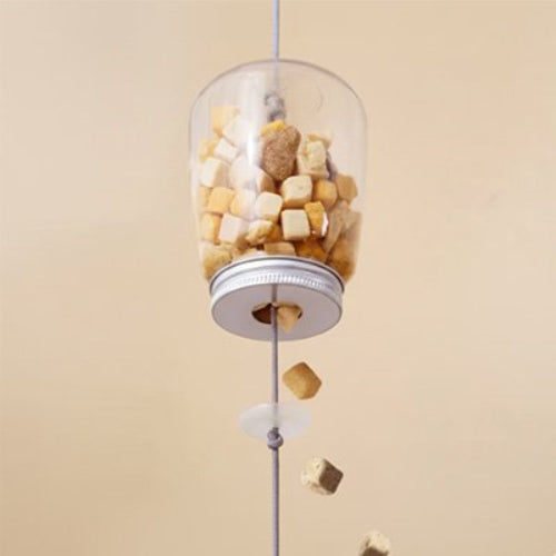 jouet chat interactif distributeur transparent avec plumes
