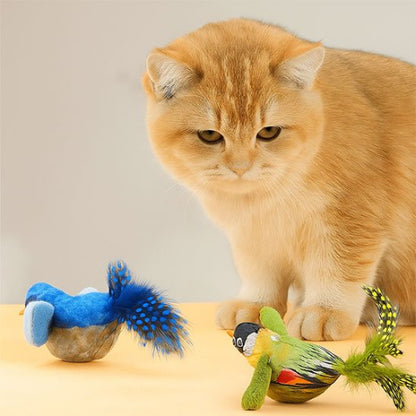 jouet chat interactif oiseaux realistes bleu vert chat