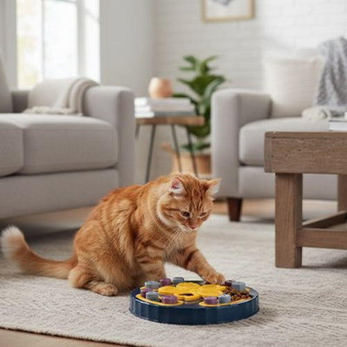 jouet chat interactif plateau amusant bleu chat jouant salon