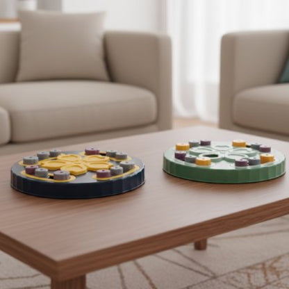 jouet chat interactif plateau amusant bleu vert table salon