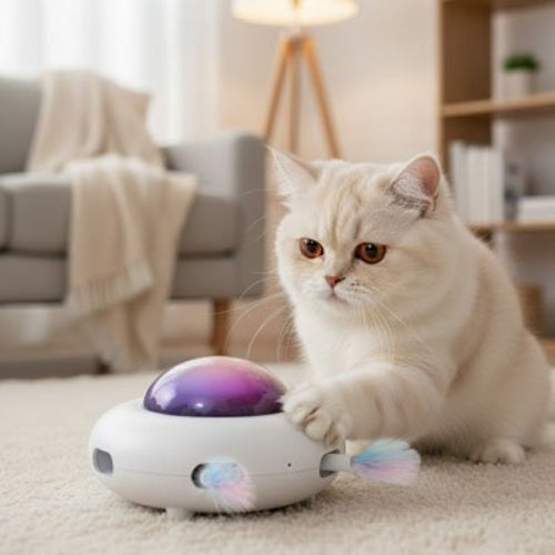 jouet chat interactif plateau tournant chat allonge